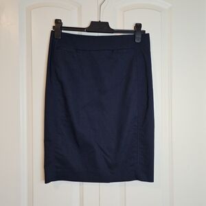 Cleo Navy Lined  Pencil Skirt Midi Business Coordinate Sz 4P